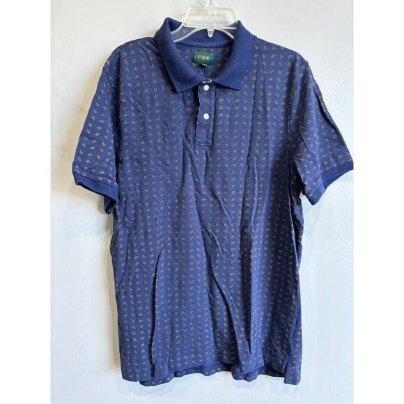 Vintage J.Crew Polo Shirt Mens Size Large Tall Blue Paisley Print - Picture 1 of 4
